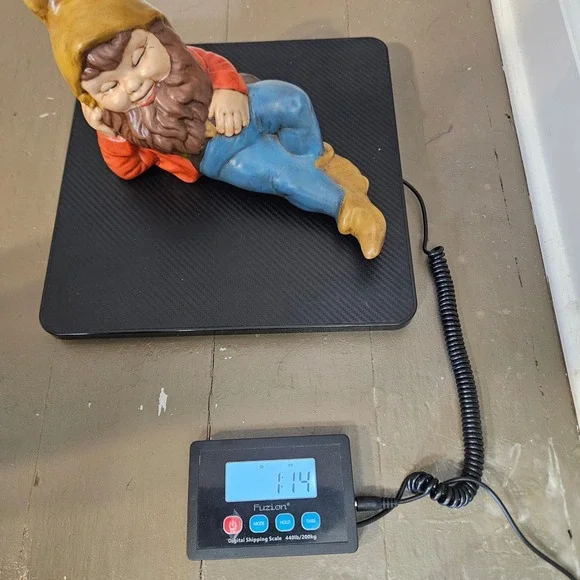 Vtg Hand Painted Reclining Garden Gnome Ceramic Figurine Red Blue G 75 10.5" - Picture 7 of 7